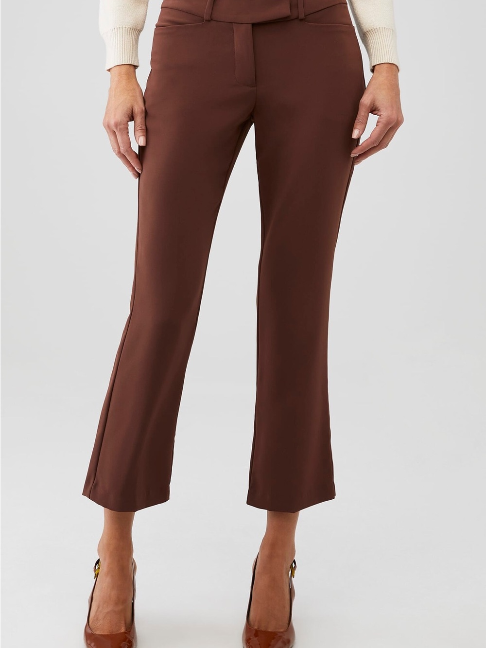 Amanda Uprichard Paris Low Rise Pants Truffle Brown Cropped Trousers XS